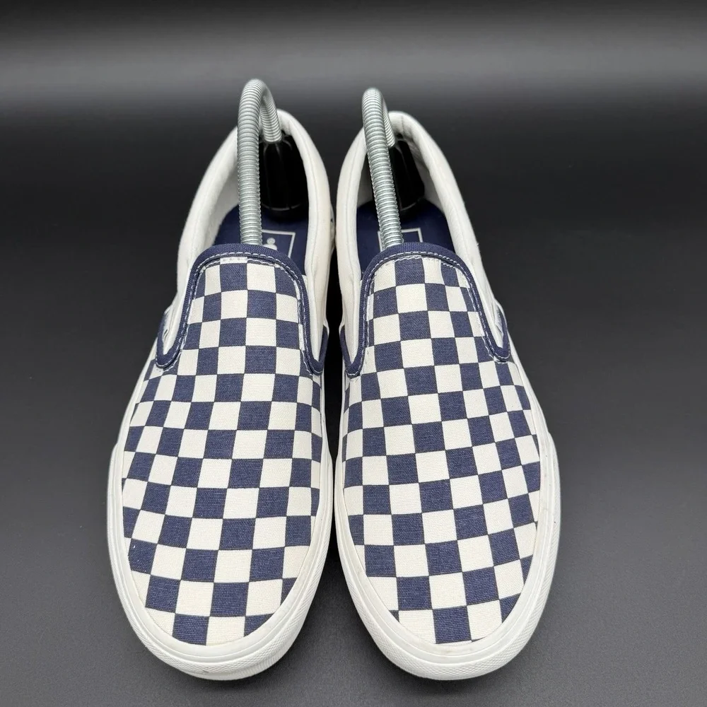 Vans Classic Slip-On Checkerboard Navy Blue White Skate Shoes Mens 8 Womens 9.5